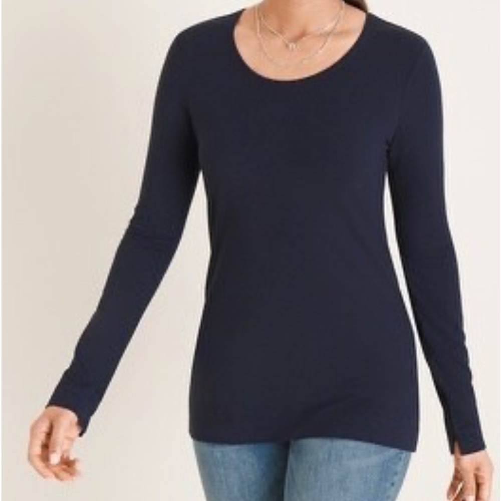 Chicos Karina Basic Layering Casual Knit Top Deep Navy Long Sleeve XL-16 New